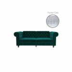 Dorel Felix Chesterfield Sofa Bed in Teal Green Velvet-21459