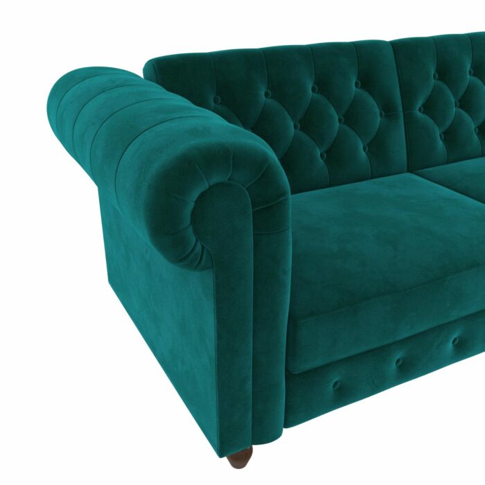 Dorel Felix Chesterfield Sofa Bed in Teal Green Velvet-21465