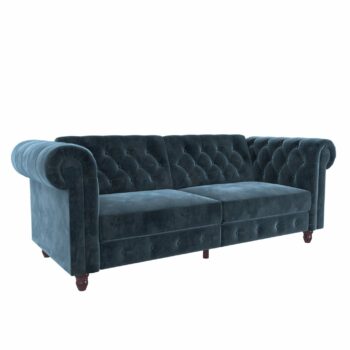 Dorel Felix Chesterfield Sofa Bed in Blue Velvet-0