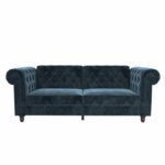 Dorel Felix Chesterfield Sofa Bed in Blue Velvet-21484