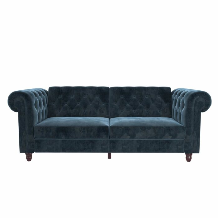 Dorel Felix Chesterfield Sofa Bed in Blue Velvet-21484