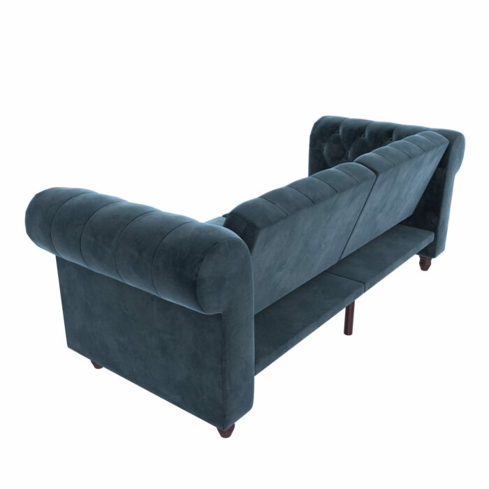 Dorel Felix Chesterfield Sofa Bed in Blue Velvet-21482