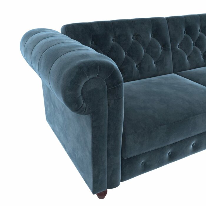 Dorel Felix Chesterfield Sofa Bed in Blue Velvet-21488