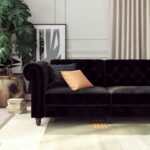 Dorel Felix Chesterfield Sofa Bed in Black Velvet-21512