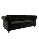Dorel Felix Chesterfield Sofa Bed in Black Velvet-0