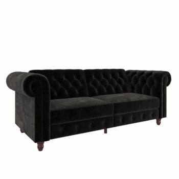 Dorel Felix Chesterfield Sofa Bed in Black Velvet-0