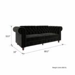 Dorel Felix Chesterfield Sofa Bed in Black Velvet-21505