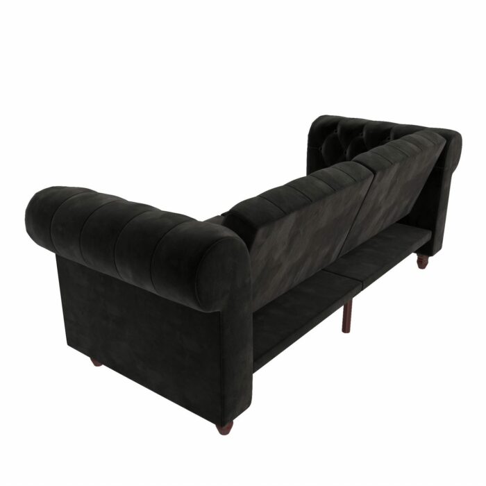 Dorel Felix Chesterfield Sofa Bed in Black Velvet-21508