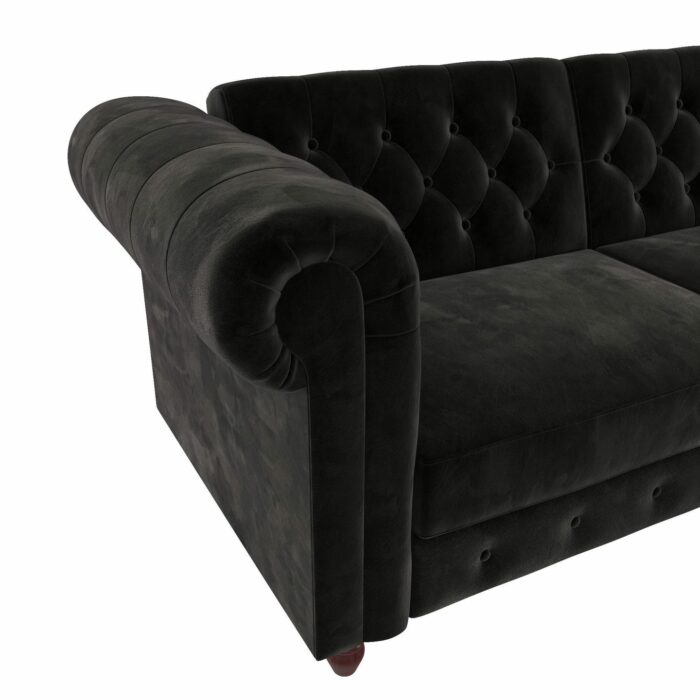 Dorel Felix Chesterfield Sofa Bed in Black Velvet-21510