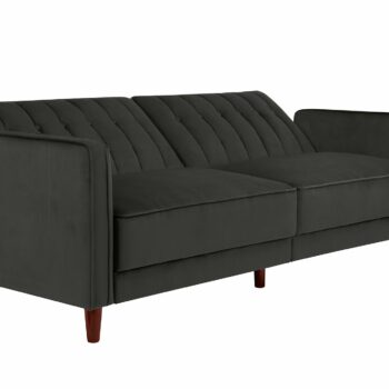 Dorel Pin Tufted Transitional Sofa Bed in Grey Velvet-0
