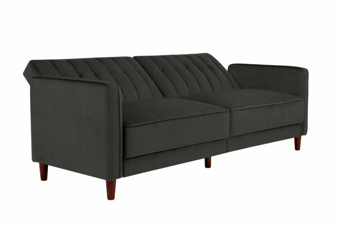 Dorel Pin Tufted Transitional Sofa Bed in Grey Velvet-0