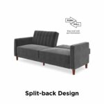 Dorel Pin Tufted Transitional Sofa Bed in Grey Velvet-21335