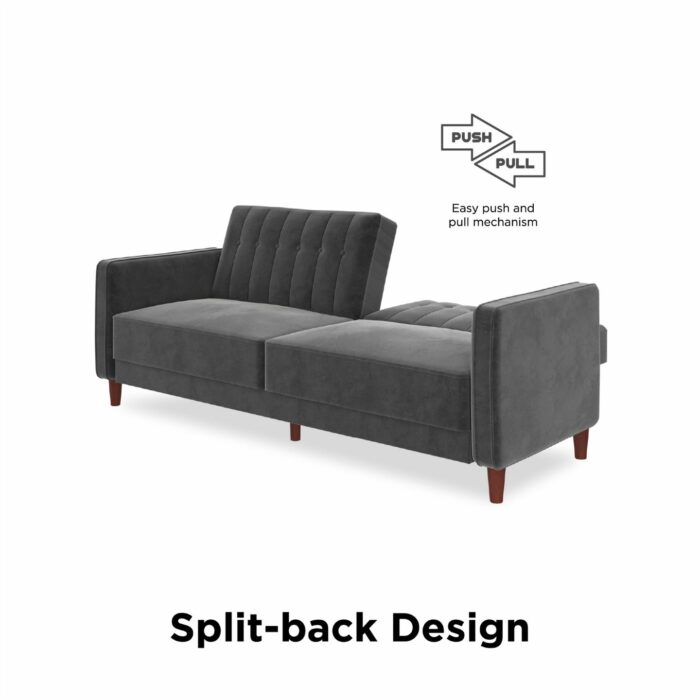 Dorel Pin Tufted Transitional Sofa Bed in Grey Velvet-21335
