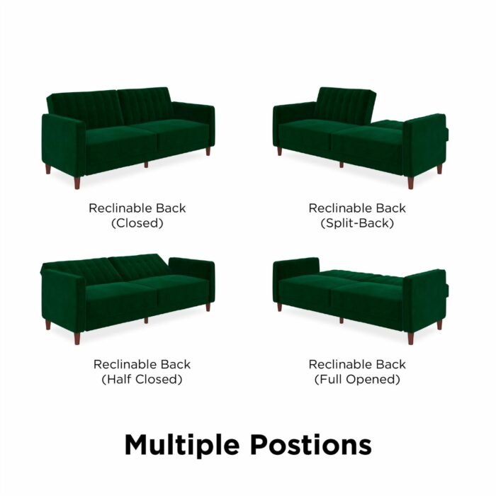 Dorel Pin Tufted Transitional Sofa Bed in Green Velvet-21343