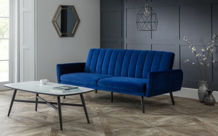 Julian Bowen Afina Sofa Bed in Blue Velvet-21811