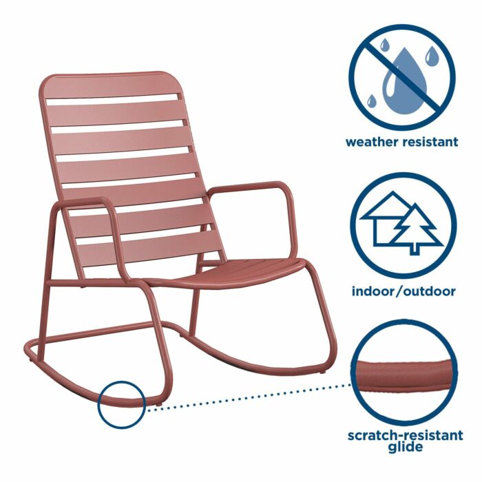 Novogratz Roberta Indoor or Outdoor Rocker Rocking Chair in Red-21914