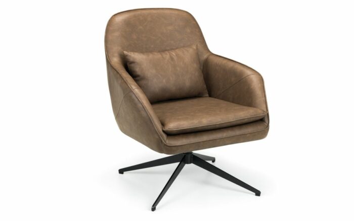 Julian Bowen Bowery Brown Faux Leather Swivel Chair-0