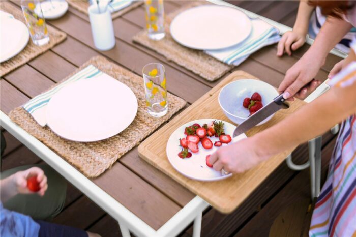 Novogratz Paulette Outdoor/Indoor 5' Table and Bench Set, Metal Frame Resin Wood Effect Top - White-21964