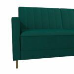 Novogratz Skylar Green Velvet Pocket Sprung Futon Sofa bed-21983