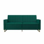 Novogratz Skylar Green Velvet Pocket Sprung Futon Sofa bed-0