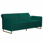 Novogratz Skylar Green Velvet Pocket Sprung Futon Sofa bed-21975