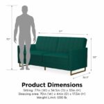 Novogratz Skylar Green Velvet Pocket Sprung Futon Sofa bed-21980