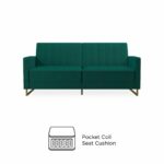 Novogratz Skylar Green Velvet Pocket Sprung Futon Sofa bed-21981