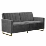 Novogratz Skylar Grey Velvet Pocket Sprung Futon Sofa bed-0