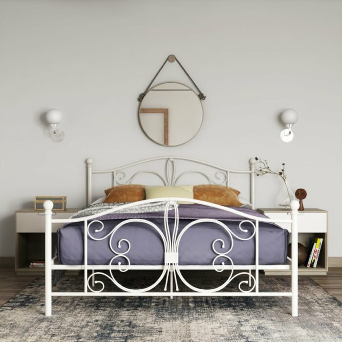 DOREL Bombay King Size White Metal Bed Frame-0