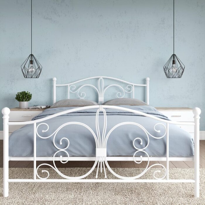 DOREL Bombay King Size White Metal Bed Frame-22025