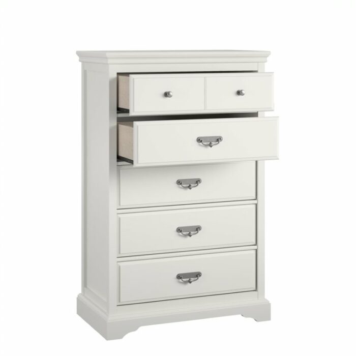 Dorel Bristol 5 Drawer Dresser in Painted White MDF-22390
