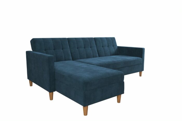 DOREL Hartford Sectional Storage Sofa Bed with Ottoman Chaise Blue Chenille-0