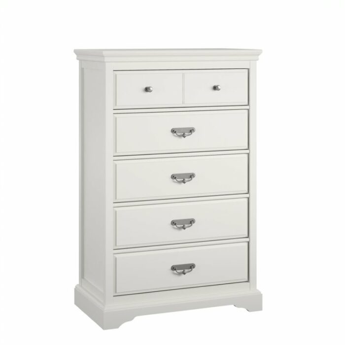 Dorel Bristol 5 Drawer Dresser in Painted White MDF-0