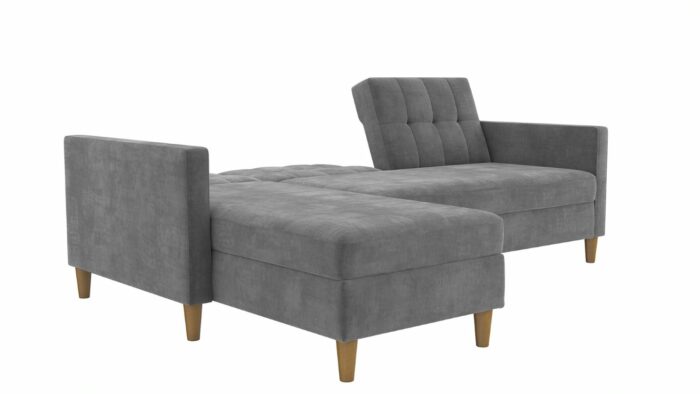 DOREL Hartford Sectional Storage Sofa Bed with Ottoman Chaise Grey Chenille-22275