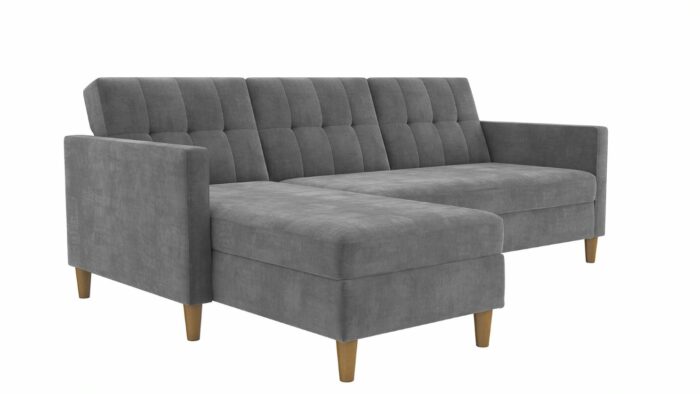 DOREL Hartford Sectional Storage Sofa Bed with Ottoman Chaise Grey Chenille-0