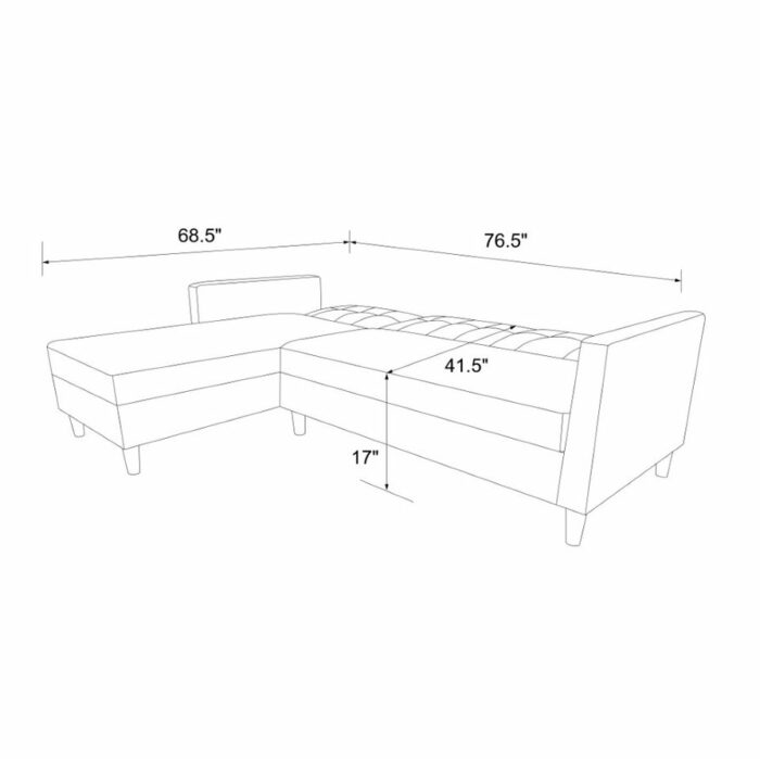 DOREL Hartford Sectional Storage Sofa Bed with Ottoman Chaise Blue Chenille-22276