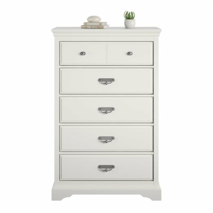 Dorel Bristol 5 Drawer Dresser in Painted White MDF-22391