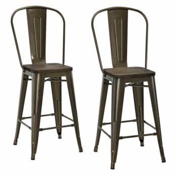 Dorel Luxor 24" Counter Stool Silver, Gunmetal, Bronze, Copper or White Pack of 2-0