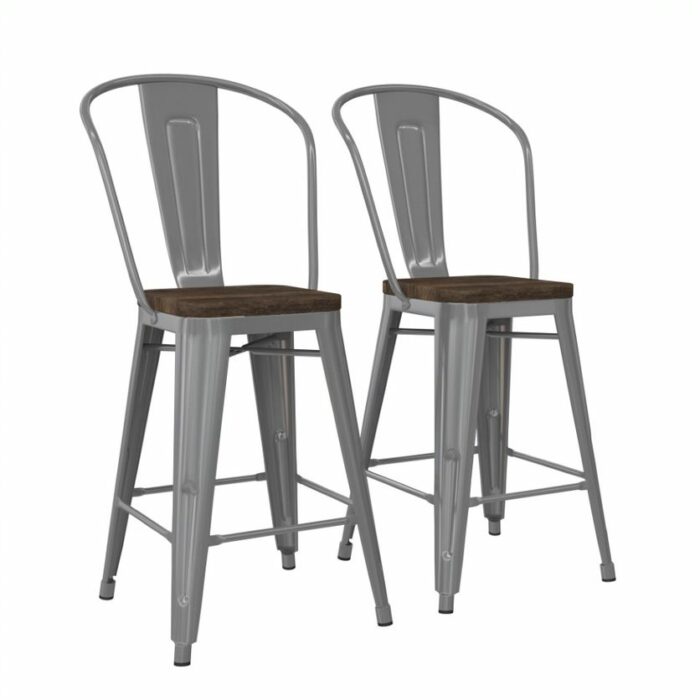 Dorel Luxor 24" Counter Stool Silver, Gunmetal, Bronze, Copper or White Pack of 2-22475