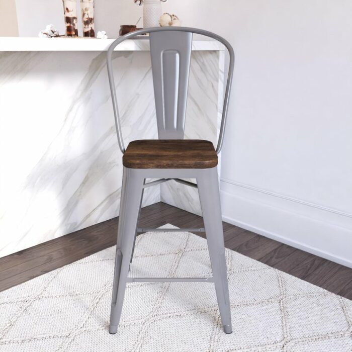 Dorel Luxor 24" Counter Stool Silver, Gunmetal, Bronze, Copper or White Pack of 2-22490