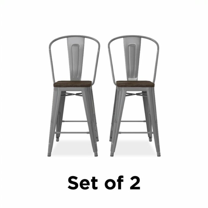 Dorel Luxor 24" Counter Stool Silver, Gunmetal, Bronze, Copper or White Pack of 2-22468