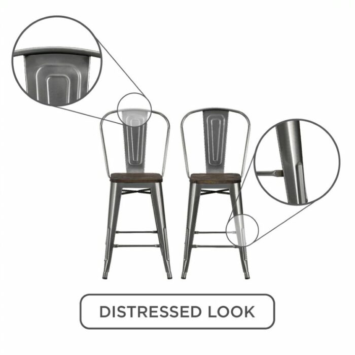 Dorel Luxor 24" Counter Stool Silver, Gunmetal, Bronze, Copper or White Pack of 2-22480