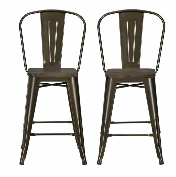 Dorel Luxor 24" Counter Stool Silver, Gunmetal, Bronze, Copper or White Pack of 2-22476