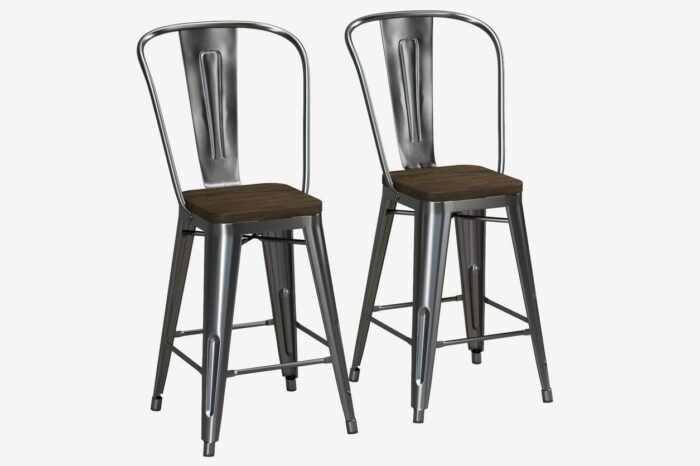 Dorel Luxor 24" Counter Stool Silver, Gunmetal, Bronze, Copper or White Pack of 2-22482