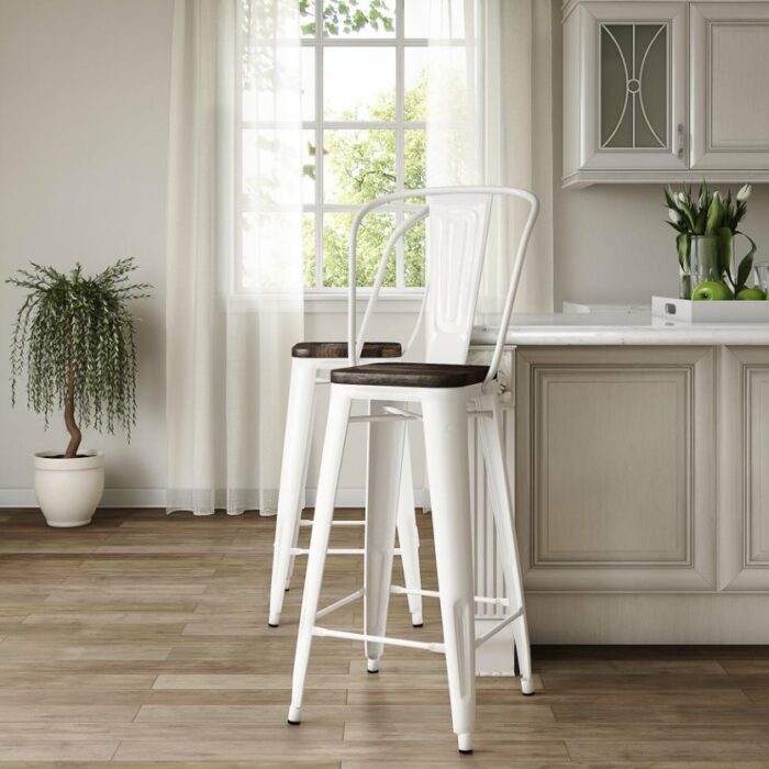 Dorel Luxor 24" Counter Stool Silver, Gunmetal, Bronze, Copper or White Pack of 2-22485
