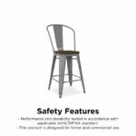 Dorel Luxor 24" Counter Stool Silver, Gunmetal, Bronze, Copper or White Pack of 2-22474