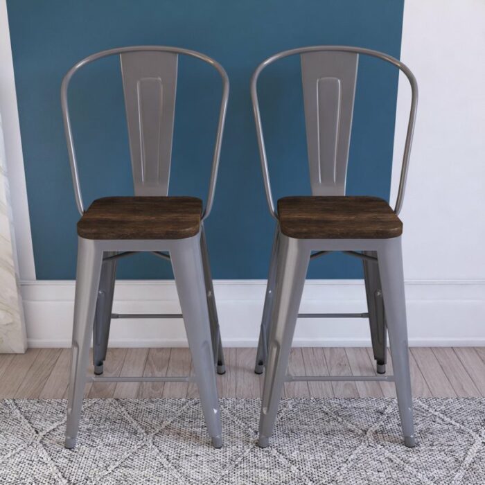 Dorel Luxor 24" Counter Stool Silver, Gunmetal, Bronze, Copper or White Pack of 2-22493