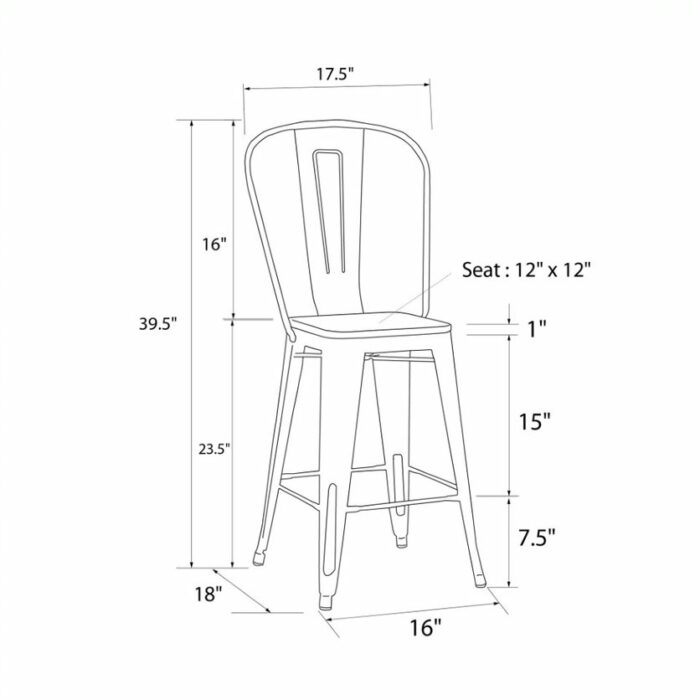 Dorel Luxor 24" Counter Stool Silver, Gunmetal, Bronze, Copper or White Pack of 2-22479