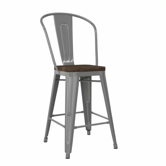 Dorel Luxor 24" Counter Stool Silver, Gunmetal, Bronze, Copper or White Pack of 2-22471