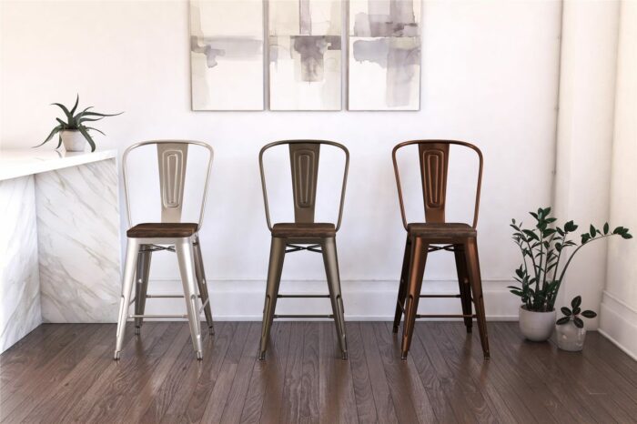 Dorel Luxor 24" Counter Stool Silver, Gunmetal, Bronze, Copper or White Pack of 2-22492